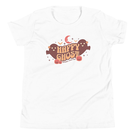[ID: 307-G452] Cute Happy Ghost Youth Staple Tee