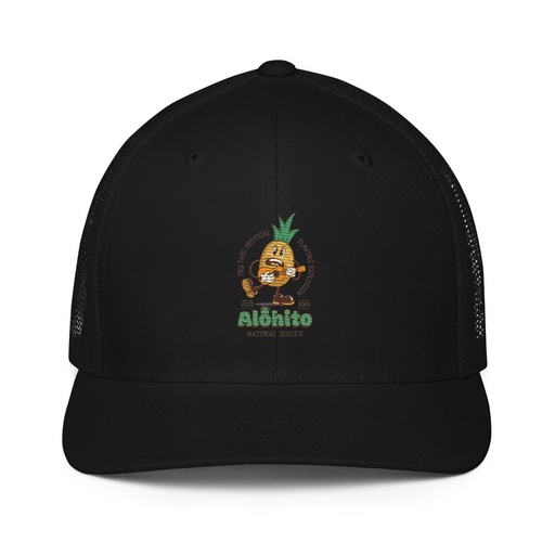 [ID: 596-G54] Alohito Natural Juices - Pineapple Mascot Closed-Back Trucker Cap
