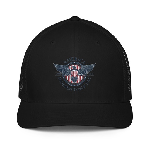 [ID: 596-G67] American Eagle Badge Closed-Back Trucker Cap