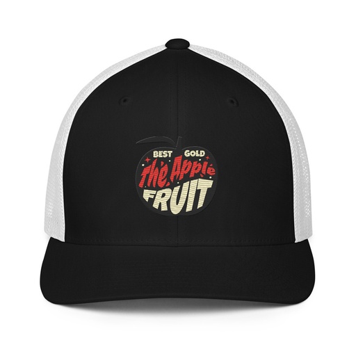 [ID: 596-G97] Apple Fruit - Typographic Lettering Closed-Back Trucker Cap