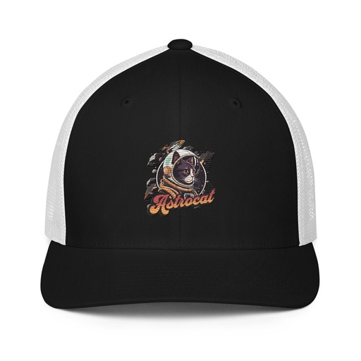 [ID: 596-G108] Astrocat - Retro graphic Closed-Back Trucker Cap