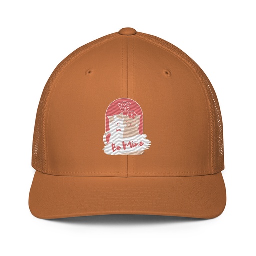 [ID: 596-G157] Be Mine - Cute Cat Couple Closed-Back Trucker Cap
