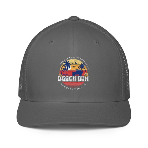 [ID: 596-G164] Beach Bum - Sunset Surfing Closed-Back Trucker Cap