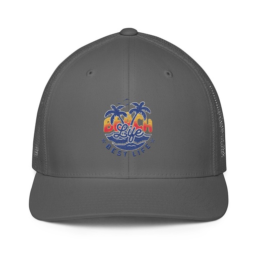 [ID: 596-G168] Beach Life Best Life Closed-Back Trucker Cap