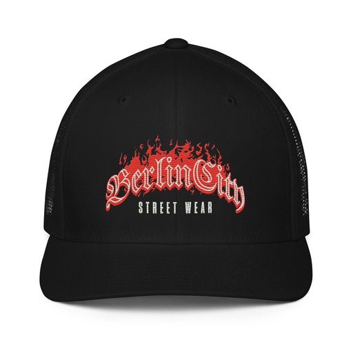 [ID: 596-G183] Berlin City Streetwear - Fire Closed-Back Trucker Cap