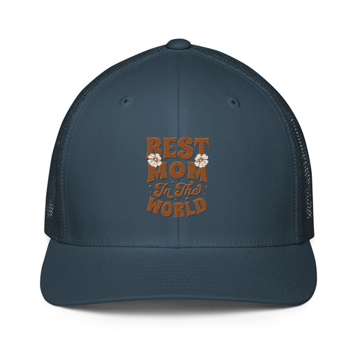 [ID: 596-G189] Best Mom in the World - Flowers Closed-Back Trucker Cap