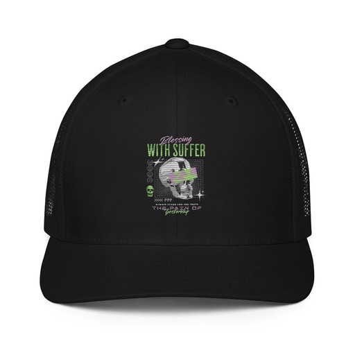 [ID: 596-G235] Blessing With Suffer Closed-Back Trucker Cap