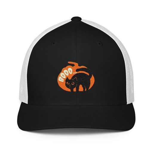 [ID: 596-G251] Boo - Scay Cute Cat Closed-Back Trucker Cap