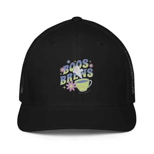 [ID: 596-G254] Boos + Brews - Halloween Closed-Back Trucker Cap