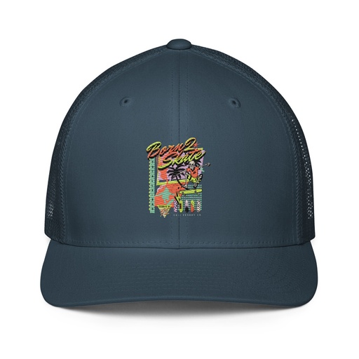 [ID: 596-G256] Born 2 Skate - Retro Skeleton Closed-Back Trucker Cap