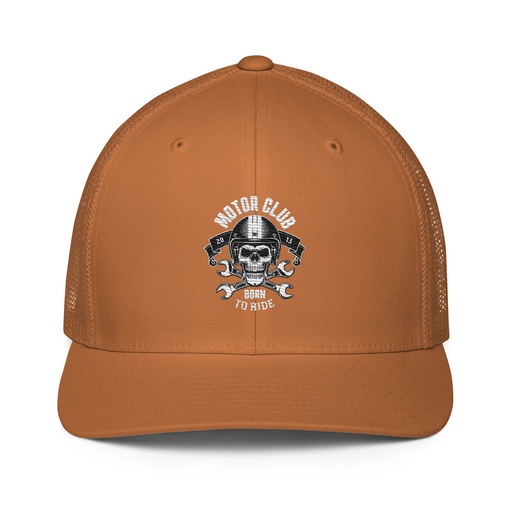 [ID: 596-G268] Born to Ride - Biker Club Skull  Closed-Back Trucker Cap