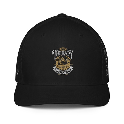[ID: 596-G325] Camping Emblem Closed-Back Trucker Cap