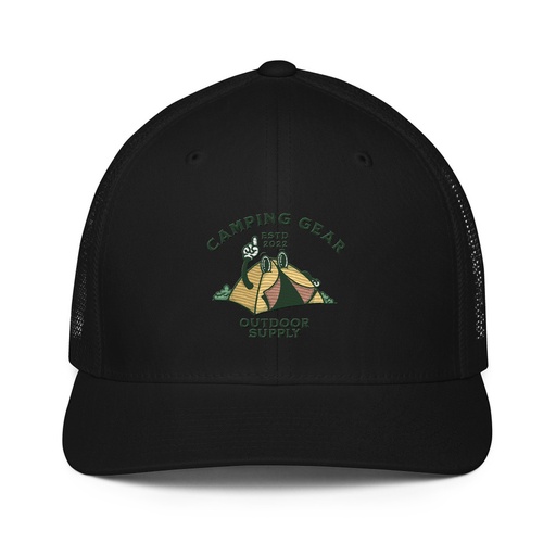 [ID: 596-G326] Camping Gear Closed-Back Trucker Cap