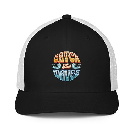 [ID: 596-G343] Catch the Waves - Beach Vibe Closed-Back Trucker Cap