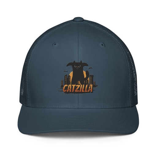 [ID: 596-G350] Catzilla - Funny Comic Animal Closed-Back Trucker Cap