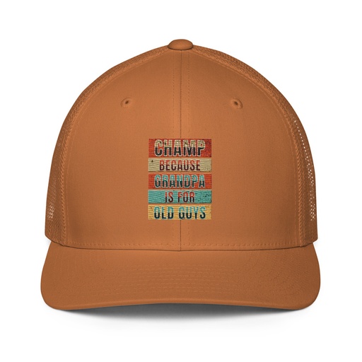 [ID: 596-G355] Champ Because Grandpa Is For Old Guys Closed-Back Trucker Cap