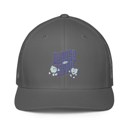 [ID: 596-G369] Choose Happy (2) Closed-Back Trucker Cap