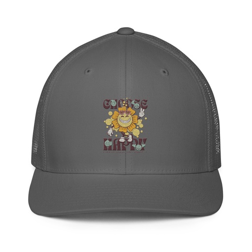 [ID: 596-G371] Choose Happy Closed-Back Trucker Cap
