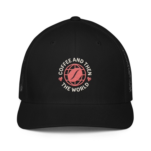 [ID: 596-G393] Coffee and Then The World - Earth Closed-Back Trucker Cap