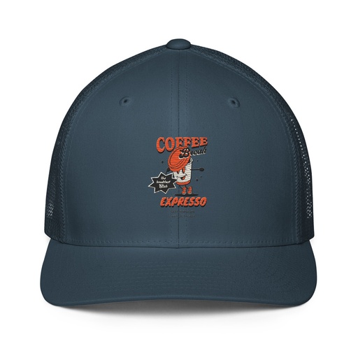 [ID: 596-G394] Coffee Break Cartoon Retro 90s  Closed-Back Trucker Cap