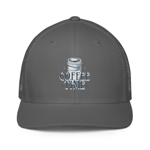 [ID: 596-G404] Coffee Time Closed-Back Trucker Cap