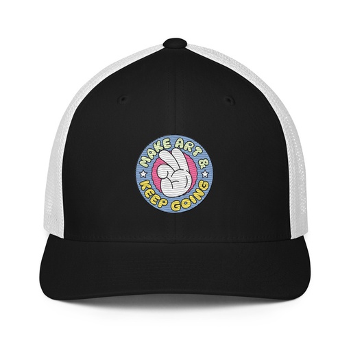 [ID: 596-G408] Colorful Fun Retro Style Badge Closed-Back Trucker Cap