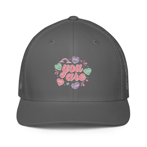 [ID: 596-G411] Colorful Self Love Affirmation - Heart Closed-Back Trucker Cap