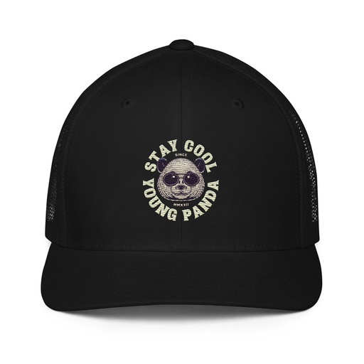 [ID: 596-G416] Cool Panda with Sunglasses -  Closed-Back Trucker Cap