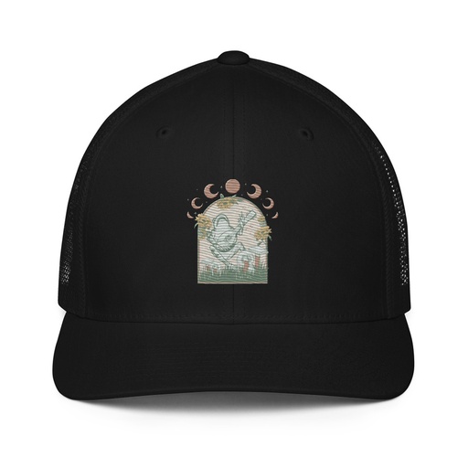 [ID: 596-G426] Cottagecore Frog Botanical Closed-Back Trucker Cap