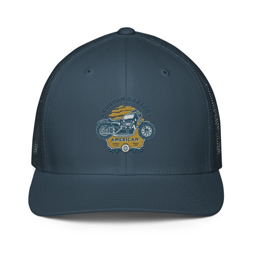 [ID: 596-G443] Custom Garage - Motorcycle Closed-Back Trucker Cap