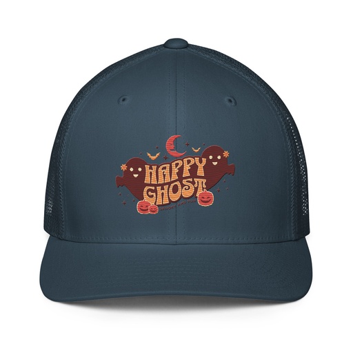 [ID: 596-G452] Cute Happy Ghost Closed-Back Trucker Cap
