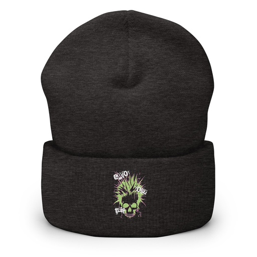 [ID: 266-G3] 'Enjoy Your Trip' Punk Skull Cuffed Beanie