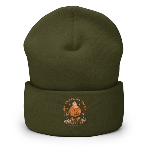 [ID: 266-G47] All Tricks No Treats - Pumpkin Mascot Cuffed Beanie