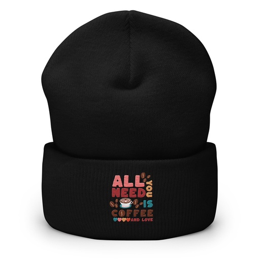 [ID: 266-G49] All You Need Is Coffee Cuffed Beanie