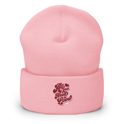 [ID: 266-G50] All You Need is Love - Retro Valentines Day Cuffed Beanie