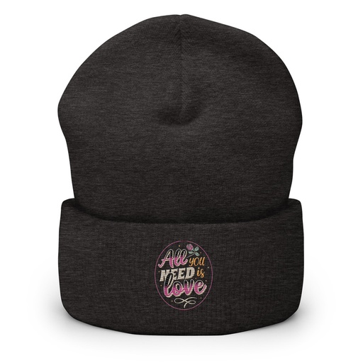 [ID: 266-G51] All you Need is Love - Valentines Day Cuffed Beanie