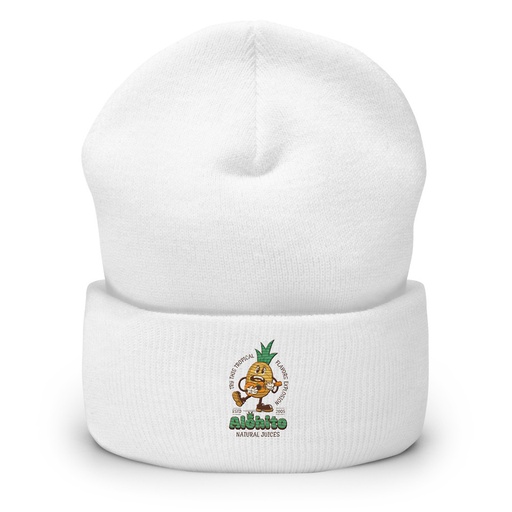 [ID: 266-G54] Alohito Natural Juices - Pineapple Mascot Cuffed Beanie