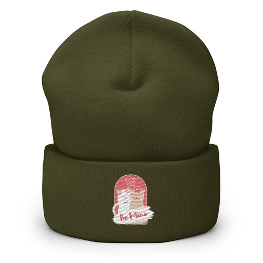 [ID: 266-G157] Be Mine - Cute Cat Couple Cuffed Beanie