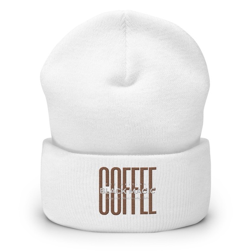 [ID: 266-G226] Black Magic - Minimal Modern Coffee Quote Cuffed Beanie