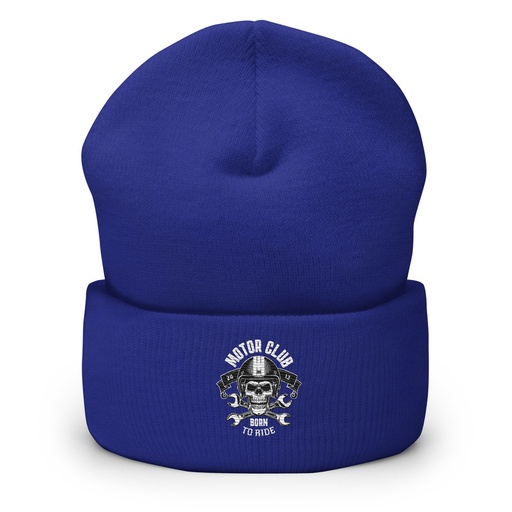 [ID: 266-G268] Born to Ride - Biker Club Skull  Cuffed Beanie