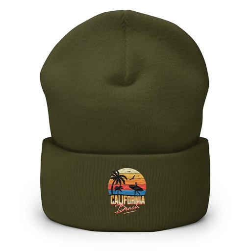 [ID: 266-G312] California Beach - Retro Surf Cuffed Beanie