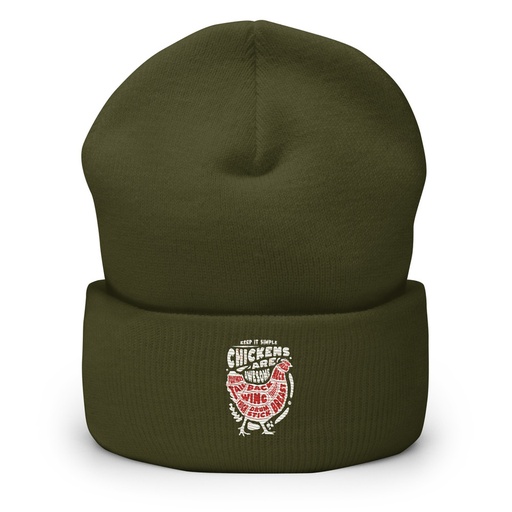 [ID: 266-G365] Chickens Are Awesome - Butcher Cuts Cuffed Beanie