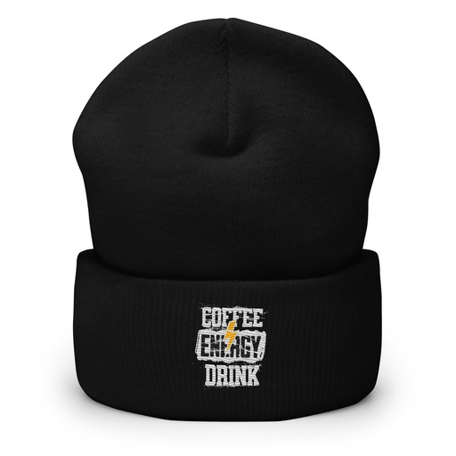 [ID: 266-G400] Coffee Energy Drink - Grunge Bolt Cuffed Beanie
