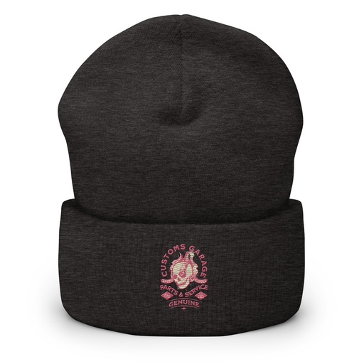 [ID: 266-G447] Customs Garage - Flaming Skull Cuffed Beanie