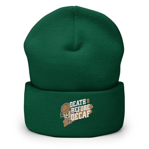 [ID: 266-G476] Death Before Decaf Cuffed Beanie