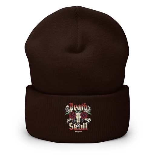 [ID: 266-G482] Death Skull - Flower Cuffed Beanie