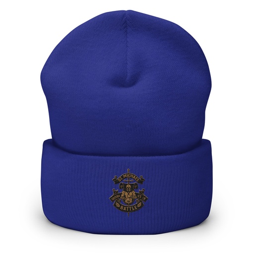 [ID: 266-G484] Defend us in battle - Knight with sword Cuffed Beanie