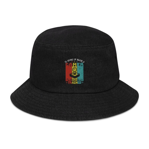 [ID: 501-G5] 25 Years of Being A Gamer Denim Bucket Hat