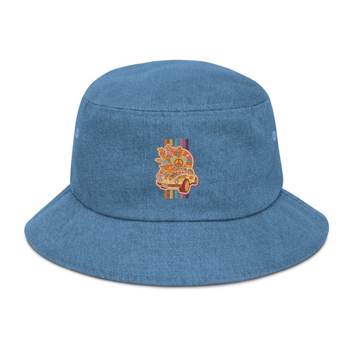 [ID: 501-G10] 60s flower power Denim Bucket Hat