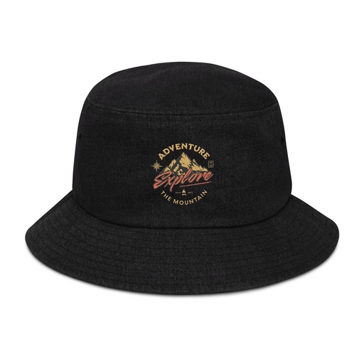 [ID: 501-G30] Adventure Explore The Mountain Denim Bucket Hat
